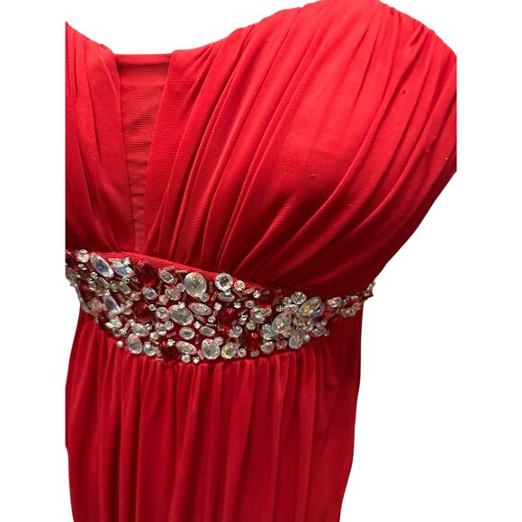 City Triangles Red Strapless Evening Gown/Prom Dress With Rhinestones Size 1 - Picture 5 of 7